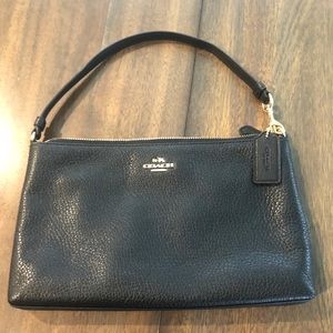 COACH Black Pebble Leather Pouchette/Clutch
